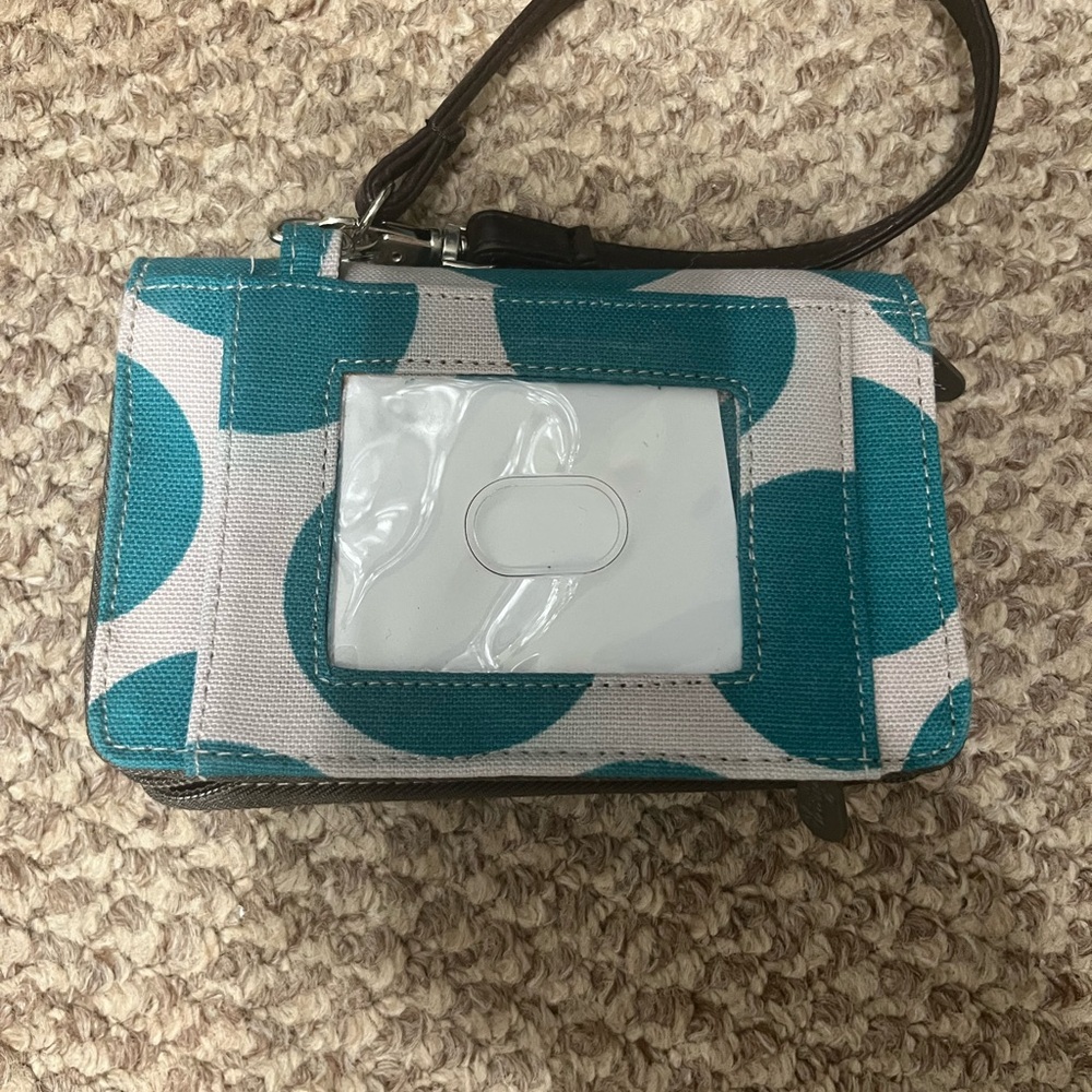 Thirty-One Blue and White Modern Wristlet
